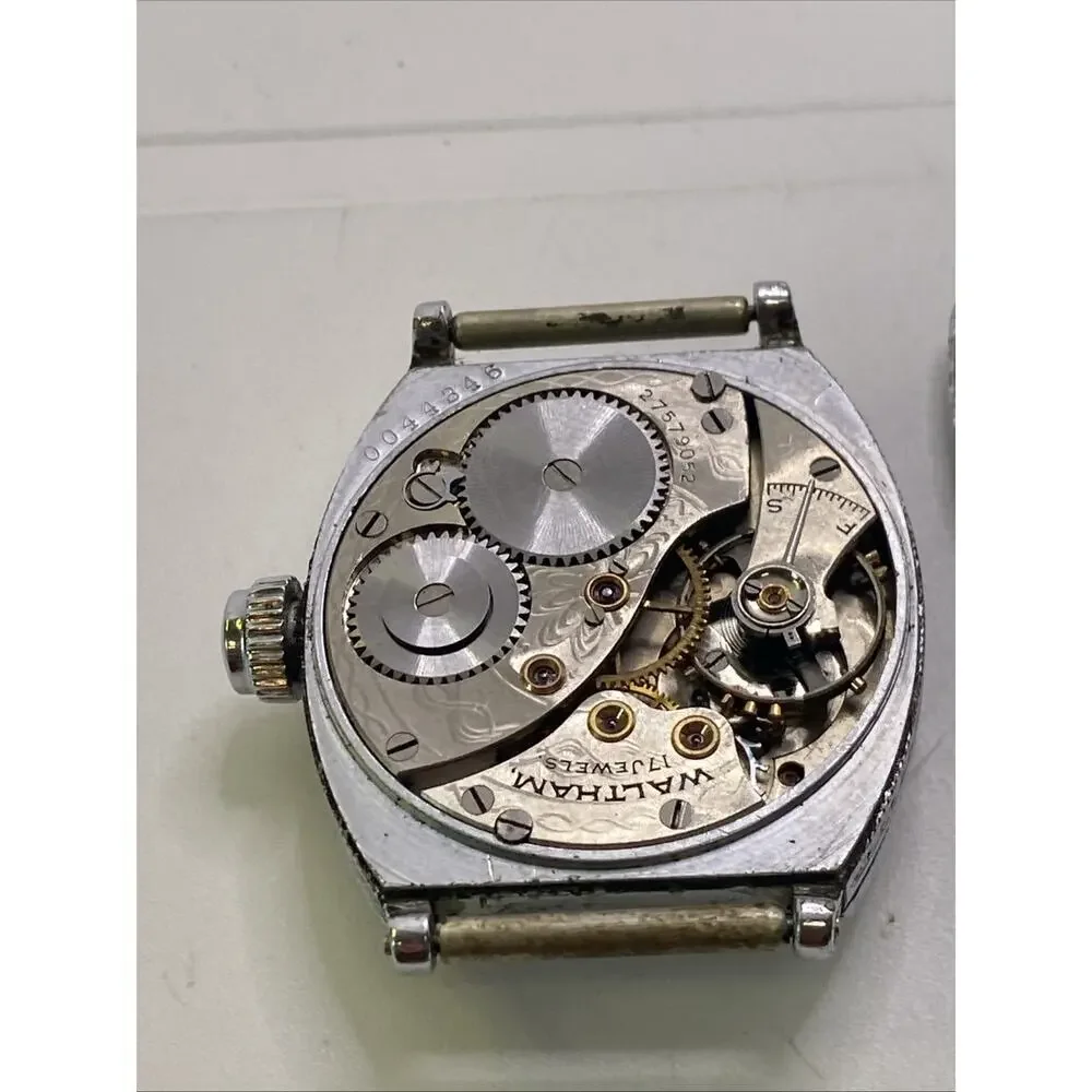 Vintage Waltham 1930s Mens Art Deco Watch For Parts Repair Winds